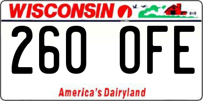 WI license plate 260OFE