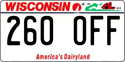 WI license plate 260OFF