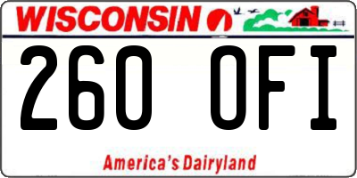 WI license plate 260OFI