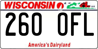 WI license plate 260OFL