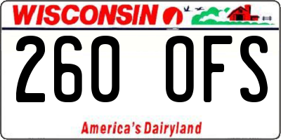 WI license plate 260OFS