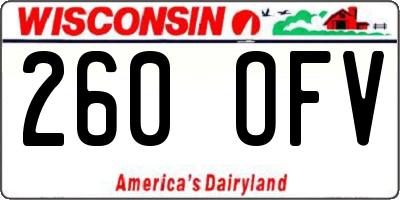WI license plate 260OFV