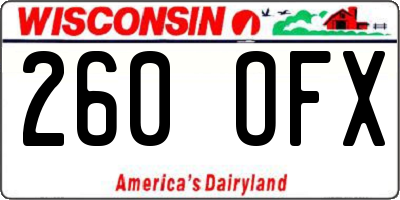 WI license plate 260OFX