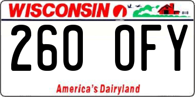 WI license plate 260OFY