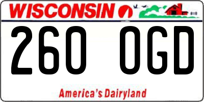 WI license plate 260OGD