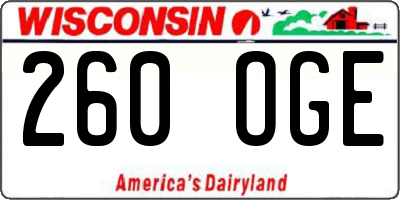 WI license plate 260OGE