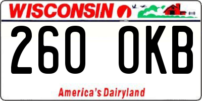 WI license plate 260OKB