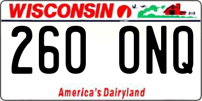 WI license plate 260ONQ