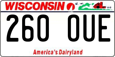 WI license plate 260OUE