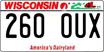 WI license plate 260OUX