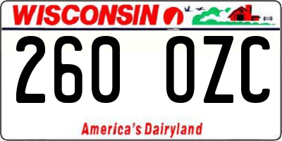 WI license plate 260OZC