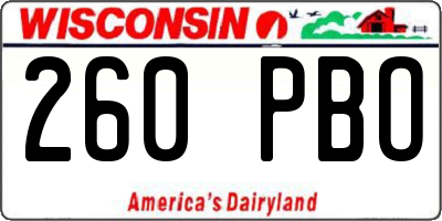 WI license plate 260PBO