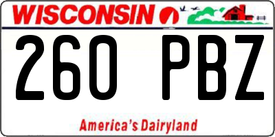 WI license plate 260PBZ