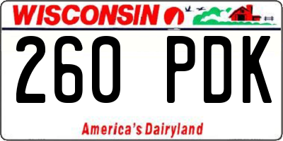 WI license plate 260PDK