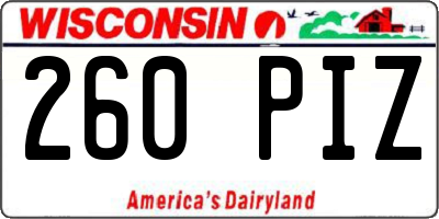 WI license plate 260PIZ