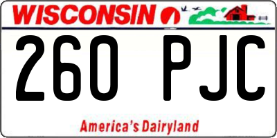 WI license plate 260PJC