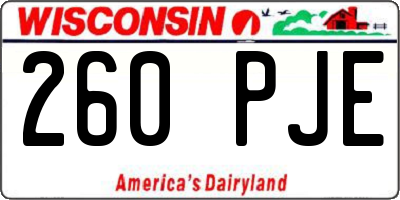 WI license plate 260PJE