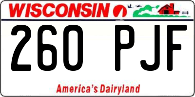 WI license plate 260PJF