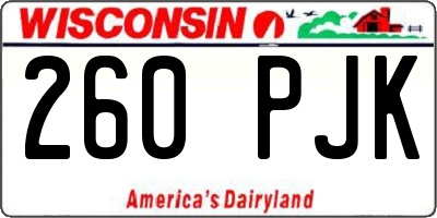 WI license plate 260PJK