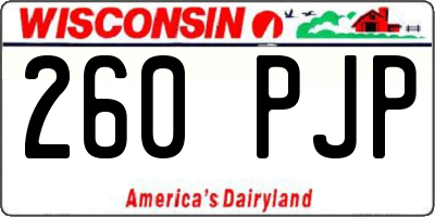 WI license plate 260PJP
