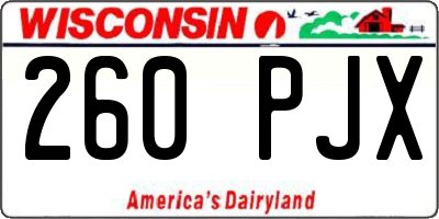 WI license plate 260PJX