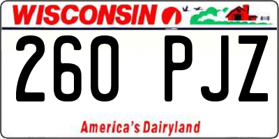 WI license plate 260PJZ