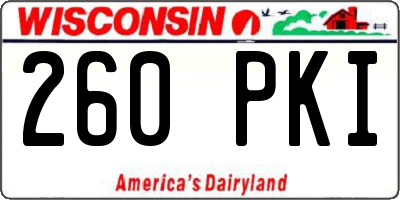 WI license plate 260PKI