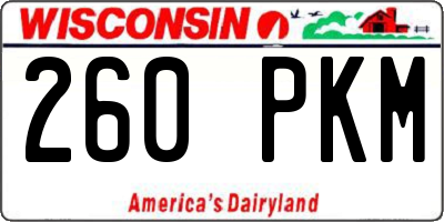 WI license plate 260PKM