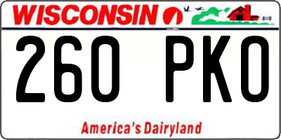 WI license plate 260PKO