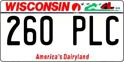 WI license plate 260PLC
