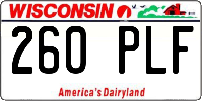 WI license plate 260PLF