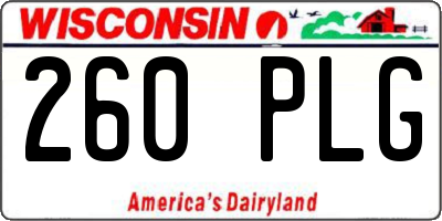 WI license plate 260PLG