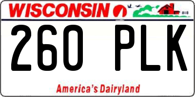 WI license plate 260PLK