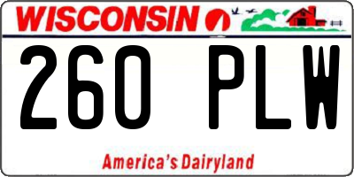 WI license plate 260PLW