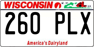 WI license plate 260PLX