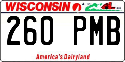 WI license plate 260PMB