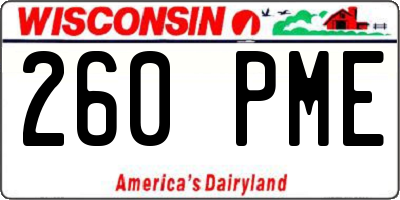 WI license plate 260PME