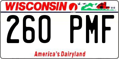 WI license plate 260PMF