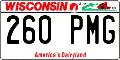 WI license plate 260PMG