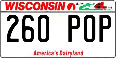 WI license plate 260POP