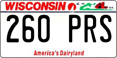 WI license plate 260PRS