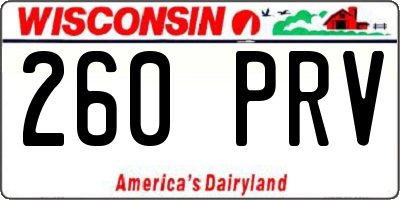 WI license plate 260PRV