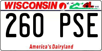 WI license plate 260PSE