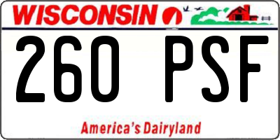 WI license plate 260PSF