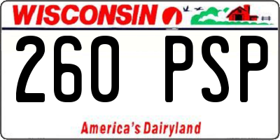 WI license plate 260PSP