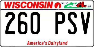 WI license plate 260PSV