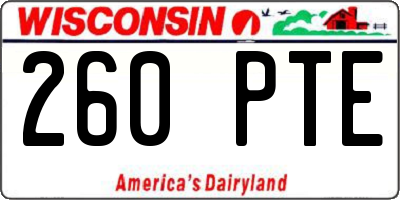 WI license plate 260PTE