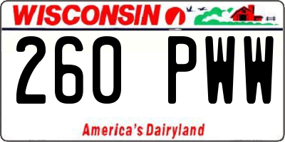 WI license plate 260PWW