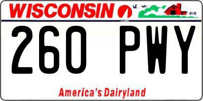 WI license plate 260PWY