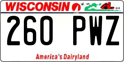WI license plate 260PWZ